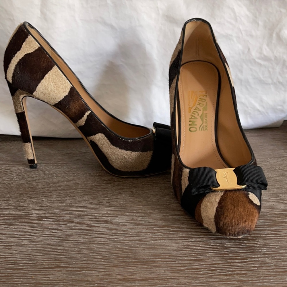 Animal print hide platform heels